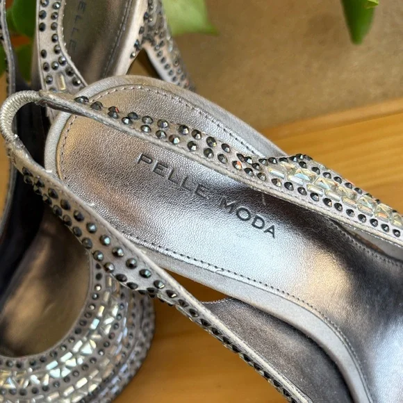 Silver Studded Women's Heels - Picture 4 of 5